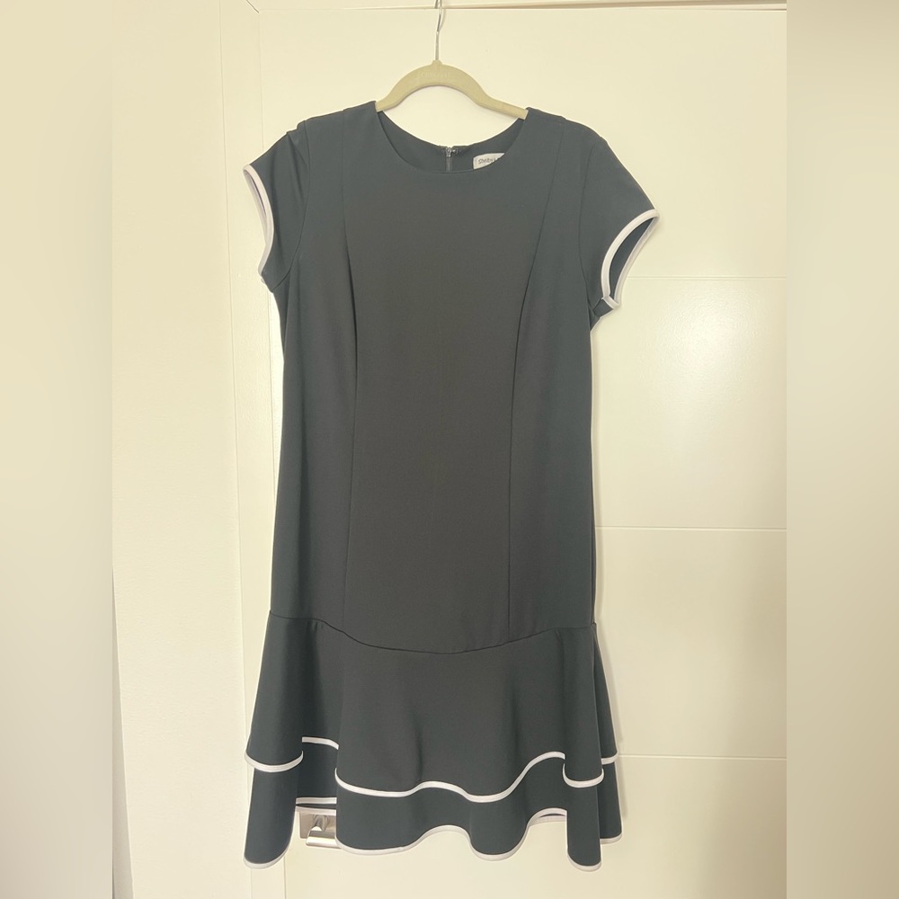 Shelby& Palmer Black party dress with white trim; Size 12
